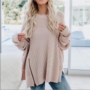 Vici Oversized Blush Zip Sweater